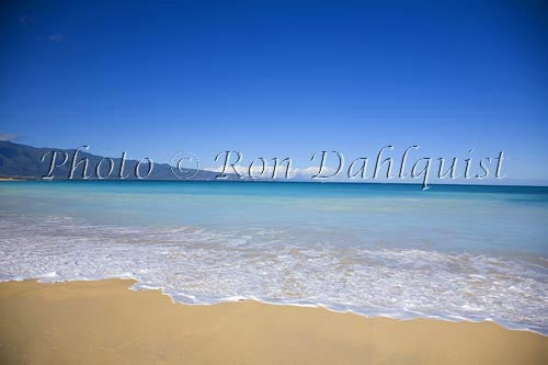 Baldwin Beach on the north coast, West Maui mountains in distance, Maui Picture Photo Stock Photo - Hawaiipictures.com