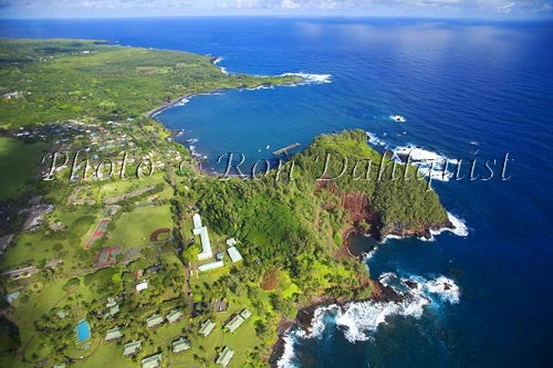 Aerial of Hana and Hana Bay, Maui, Hawaii - Hawaiipictures.com