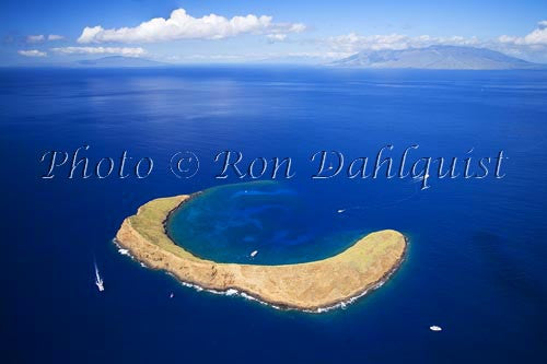Aerial of Molokini, famous snorkeling location, Maui, Hawaii Picture Photo - Hawaiipictures.com