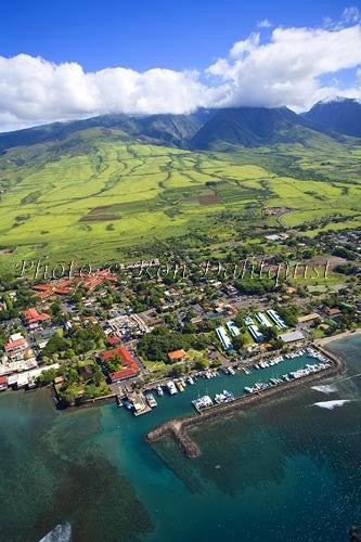 Aerial of Lahaina and Lahaina Harbor, Maui, Hawaii Picture - Hawaiipictures.com