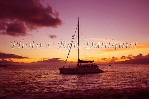 Sailboat at sunset, Lahaina, Maui, Hawaii - Hawaiipictures.com