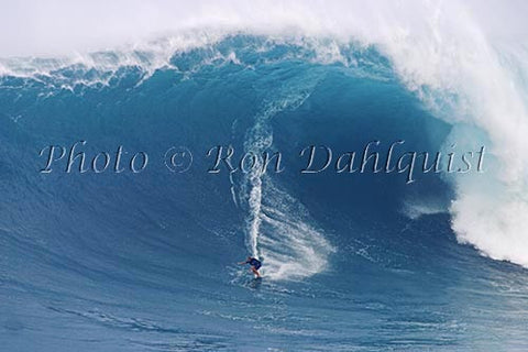 Makua Rothman, winning photo of the biggest wave ridden for the Billabong XXL contest. Jaws, Peahi, - Hawaiipictures.com