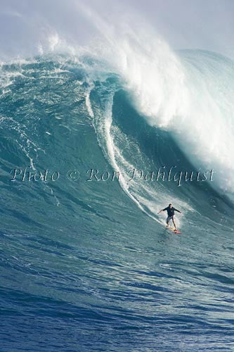 Surfer, Dave Kalama, on a big day at Peahi, also known as Jaws, Maui, Hawaii MNR Photo - Hawaiipictures.com