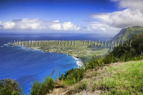 Kalaupapa overlook at the Palaau State Park. View of the Kalaupapa peninsula, Molokai, Hawaii Stock Photo - Hawaiipictures.com