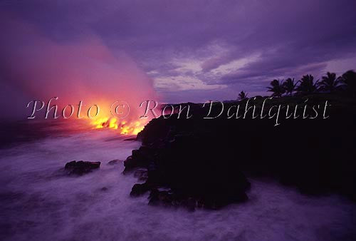 Lava from Kilauea volcano, flowing into the sea. Big Island of Hawaii Picture Photo - Hawaiipictures.com