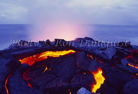 Lava from Kilauea volcano, flowing into the sea. Big Island of Hawaii Photo - Hawaiipictures.com