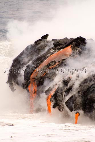 Lava pouring into the Pacific Ocean Big Island of Hawaii - Hawaiipictures.com