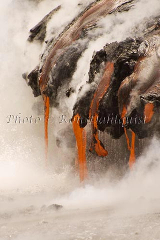 Lava from Kilauea volcano pouring into the sea. Big Island of Hawaii - Hawaiipictures.com