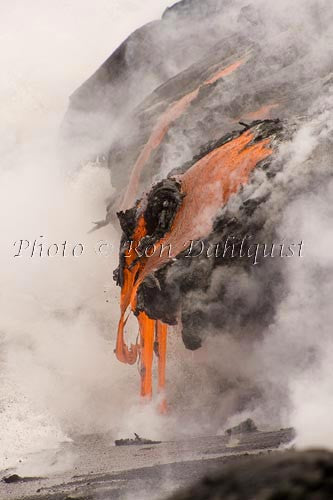 Lava from Kilauea volcano pouring into the sea. Big Island of Hawaii Photo - Hawaiipictures.com