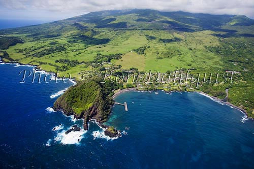 Aerial of Hana Maui Resort, Hana, and Hana Bay, Maui Hawaii Picture - Hawaiipictures.com