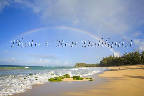 Rainbow over Baldwin Beach, north shore of Maui, Hawaii - Hawaiipictures.com