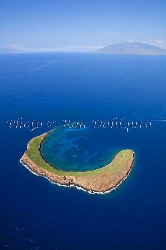 Aerial of Molokini, Maui, Hawaii Picture Photo Stock Photo - Hawaiipictures.com