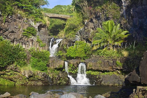 Waterfall and pools at Oheo Gulch near Hana. Kipahulu, Maui, Hawaii Picture Photo - Hawaiipictures.com