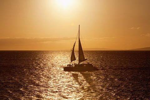 Trilogy Excursions sailboat at sunset, Kaanapali, Maui, Hawaii - Hawaiipictures.com
