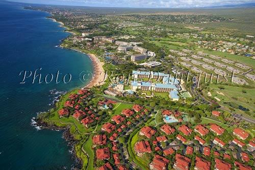Aerial of Wailea resorts and coastline, Maui, Hawaii Picture Photo - Hawaiipictures.com