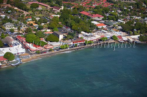 Aerial of Front Street in Lahaina. Famous shopping area, Maui, Hawaii - Hawaiipictures.com