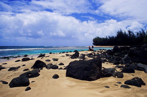 Black Basalt Rocks On Ke'e  Beach Kauai - Hawaiipictures.com