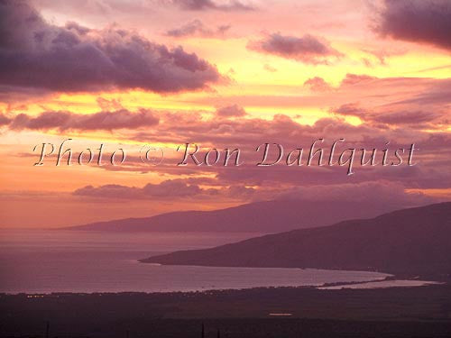 Sunset as viewed from upcountry, Maui, Hawaii - Hawaiipictures.com