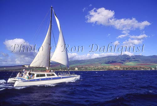 Sailboat off of the Lahaina Kaanapali coast on Maui, Hawaii - Hawaiipictures.com