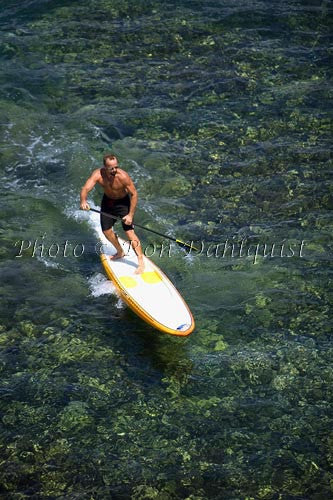 Stand-up paddle boarding on the West shore of Maui, Hawaii Stock Photo - Hawaiipictures.com