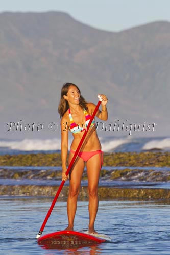 Young woman stand-up paddle boarding on Maui, Hawaii Picture - Hawaiipictures.com