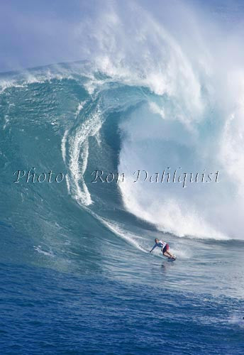 Surfer on a big day at Peahi, also known as Jaws, Maui, Hawaii MNR - Hawaiipictures.com